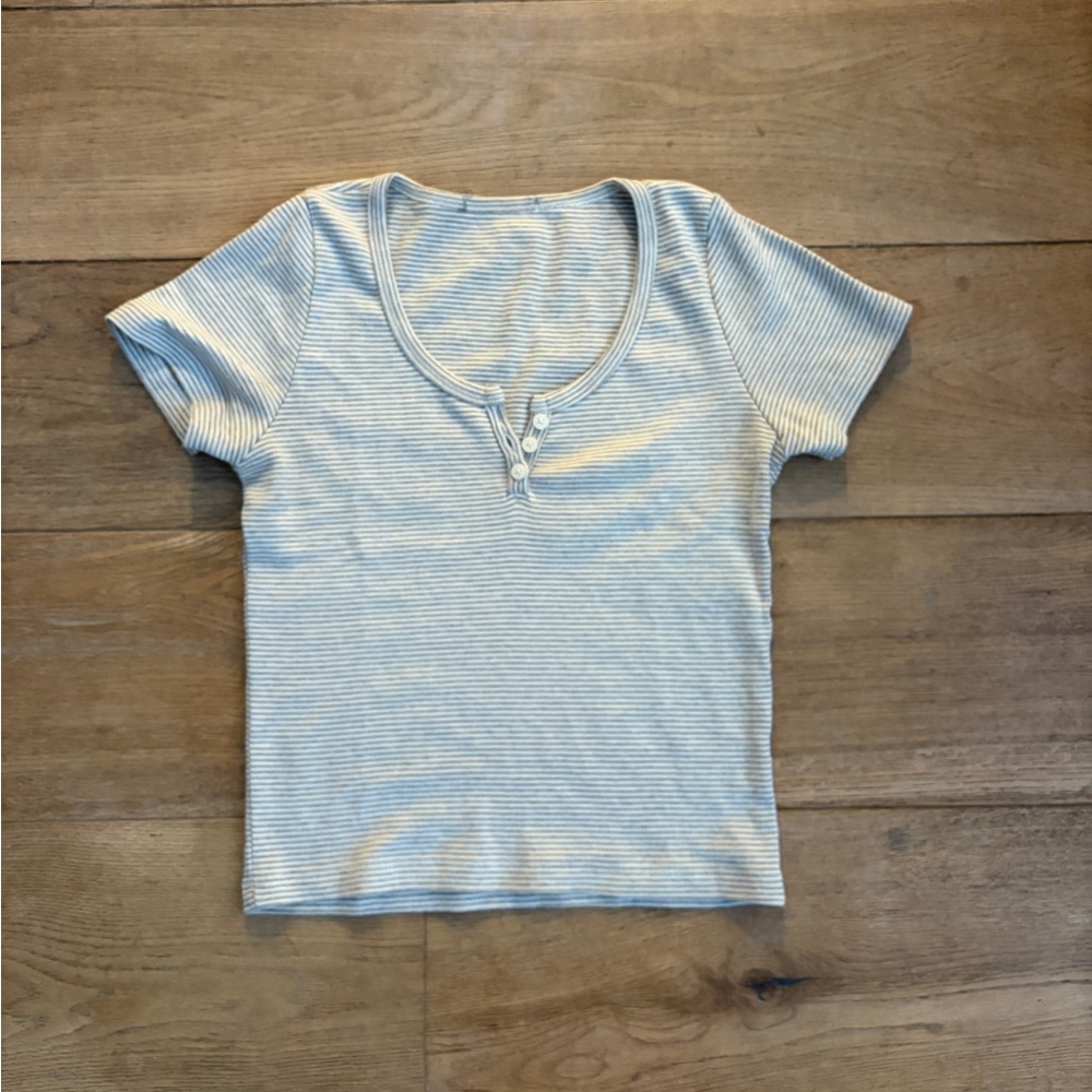 brandy melville white and brown striped top